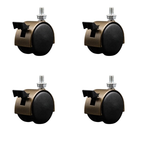 Service Caster 2'' Antique Metal Hood Twin Caster Locking Nylon Wheel 5/16 Thread Stem, 4PK SCC-TS02S50D-NYS-WA-B-5161812-4 - main